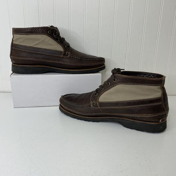 Duluth Trading Boots Mens 10M Work Ankle Chuckka Brown Leather Canvas Lace Up main image 5